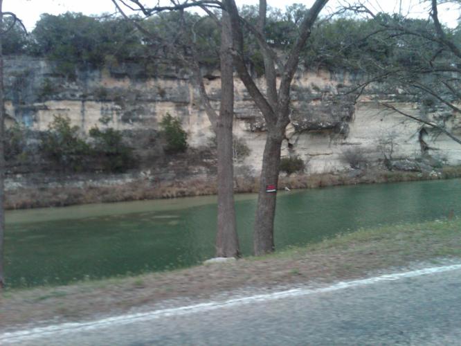 Riding along the river.