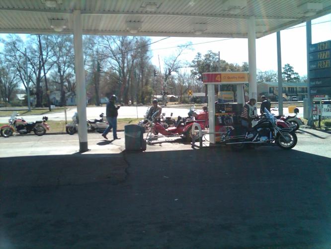 gas station bikers