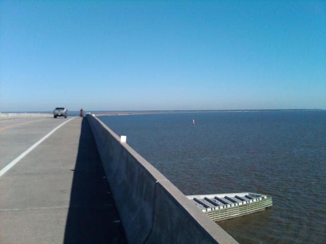 View off bridge from Dauphin Island.