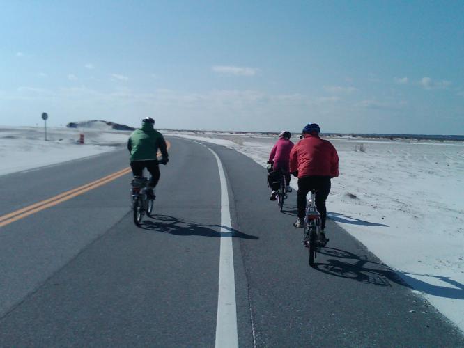 John, Carol, and Lesa cruising down the road.