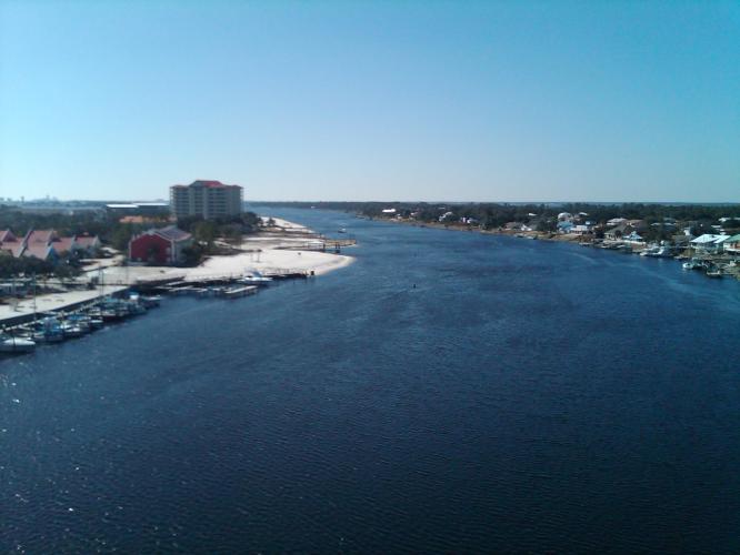 View off a bridge heading into Perdido Key.